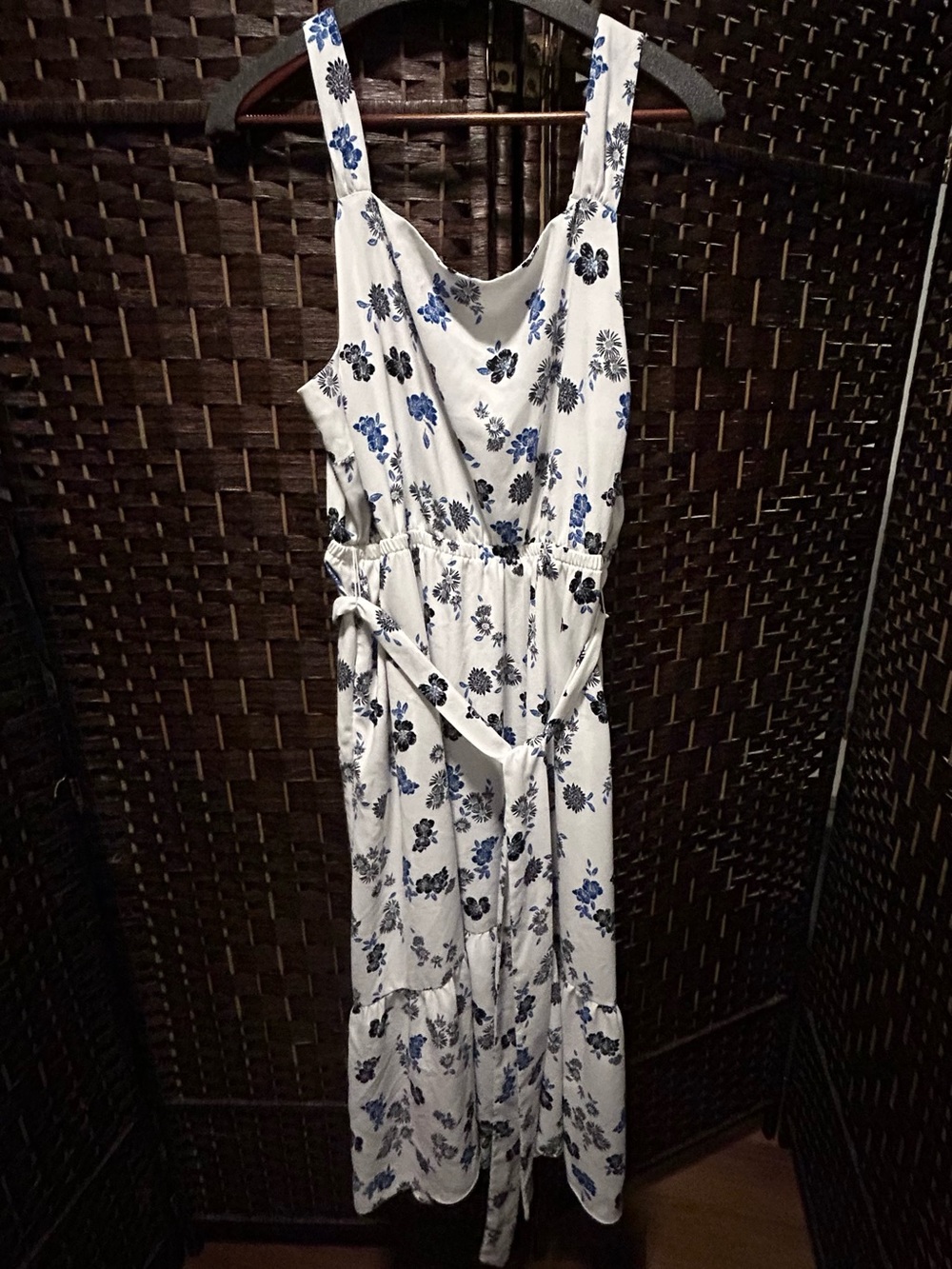 Lane Bryant White Maxi Dress with Blue Floral Print